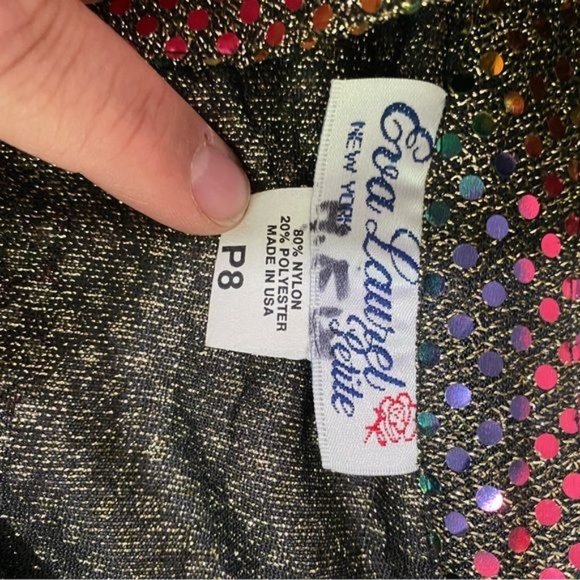 Vintage 70s 80s Eva Laurel Womens blouse sequins gold multiple size 8P USA Made - Picture 6 of 8